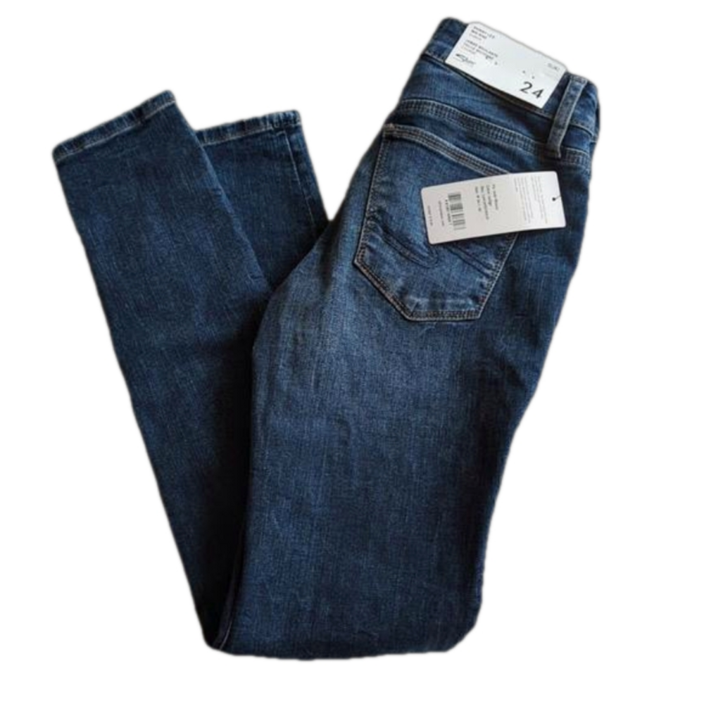 Silver Dark Wash Mid Rise Curvy Skinny Leg Suki Fit Blue Jeans Size 24 Indigo